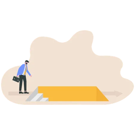 Businessman looking at business obstacles  Illustration