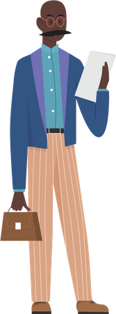 Businessman looking at business report  Illustration