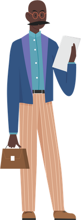 Businessman looking at business report  Illustration