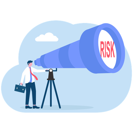 Businessman looking at business risk  Illustration