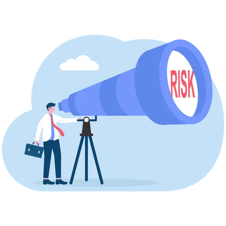 Businessman looking at business risk  Illustration