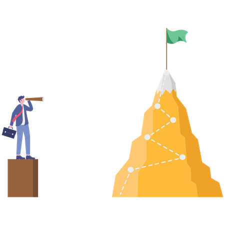Businessman looking at business vision  Illustration