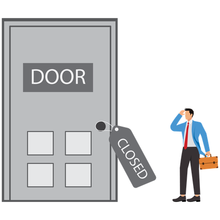 Businessman looking at closed door  Illustration