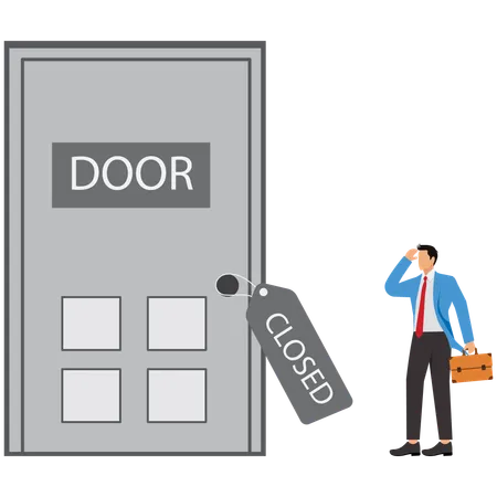 Businessman looking at closed door  Illustration