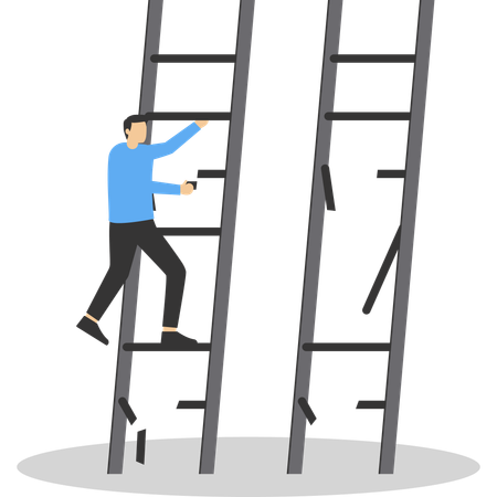 Businessman looking at collapsed staircase  Illustration