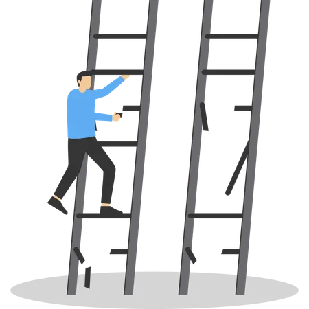 Businessman looking at collapsed staircase  Illustration