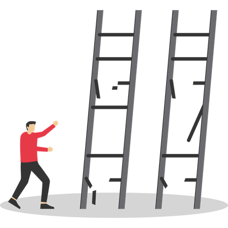 Businessman looking at collapsed staircase  Illustration