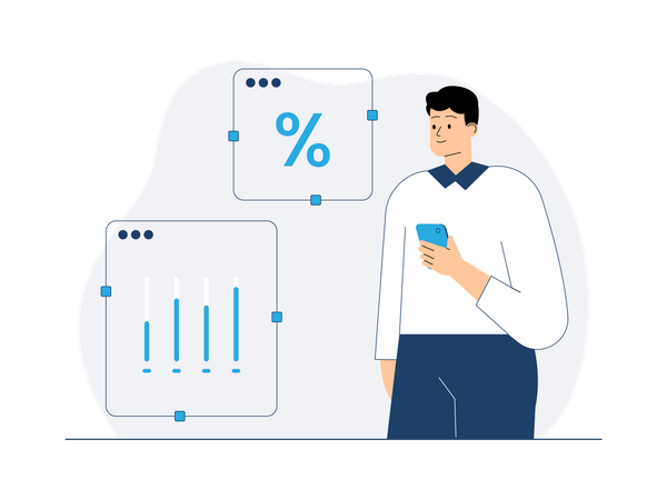 Businessman looking at data analytics  Illustration