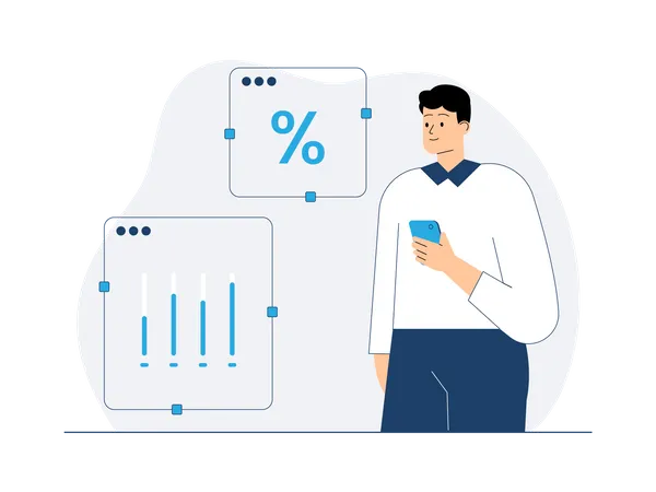 Businessman looking at data analytics  Illustration