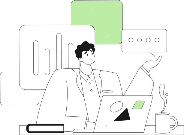 Businessman looking at data statistics  Illustration