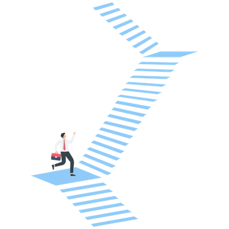 Businessman looking at endless stairs  Illustration