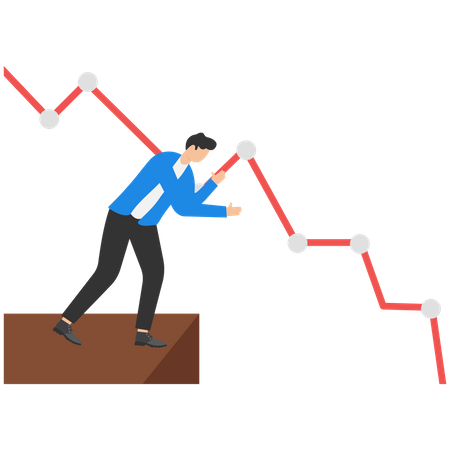 Businessman looking at falling diagram  イラスト