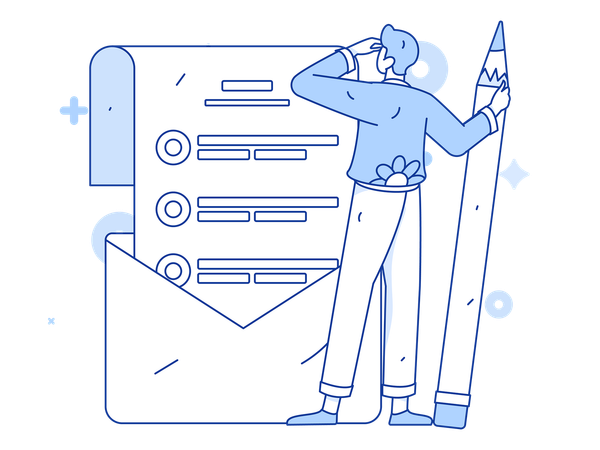 Businessman looking at feedback form  Illustration