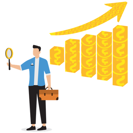 Businessman looking at financial graph  Illustration