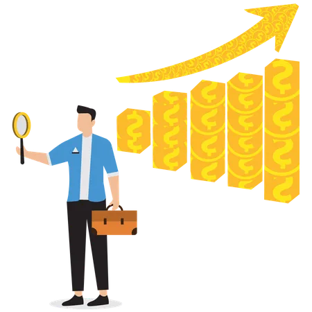 Businessman looking at financial graph  Illustration