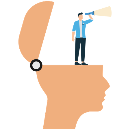 Businessman looking at future vision  Illustration