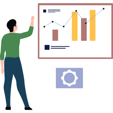 Businessman looking at graph analytics  Illustration