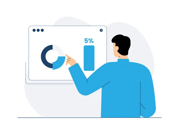 Businessman looking at graph  Illustration