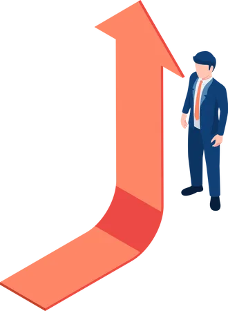 Businessman looking at growth arrow  Illustration