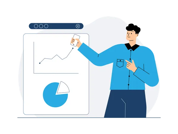 Businessman looking at growth chart  Illustration