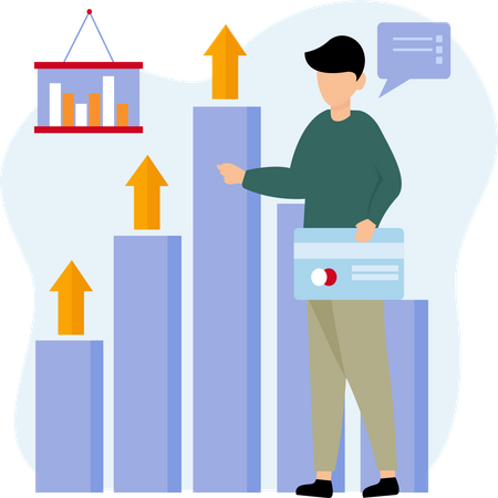 Businessman looking at growth chart  Illustration