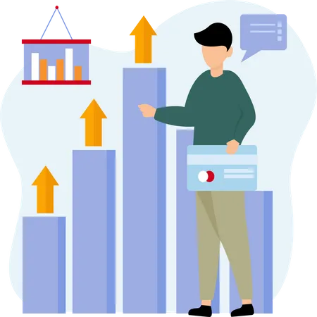 Businessman looking at growth chart  Illustration