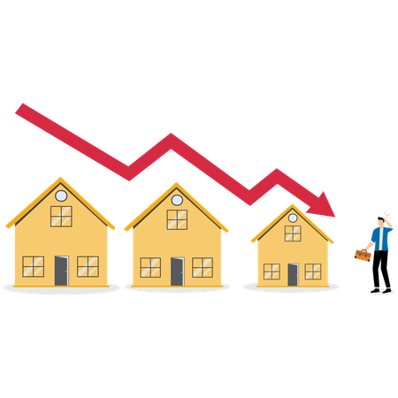 Businessman looking at housing crisis  Illustration