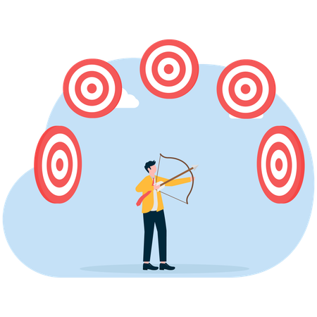 Businessman looking at multiple target  Illustration