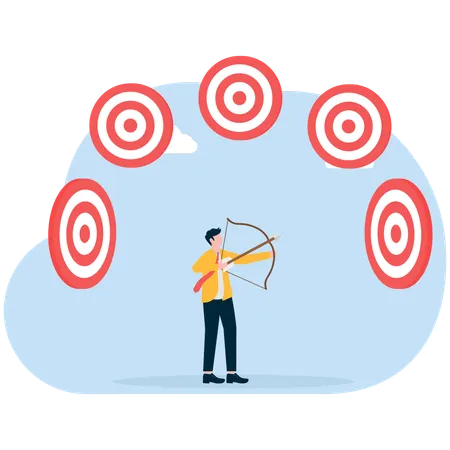 Businessman looking at multiple target  Illustration