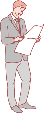 Businessman looking at report  Illustration
