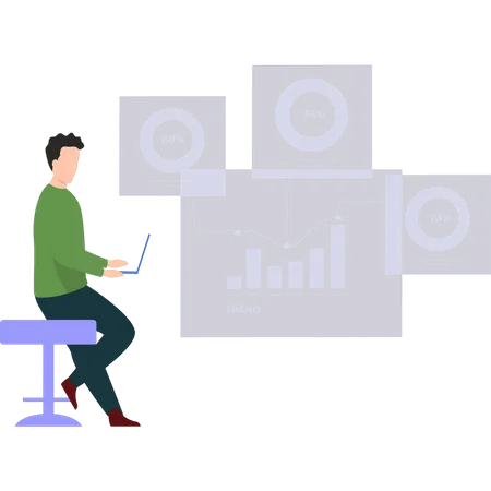 Businessman looking at statistics  Illustration