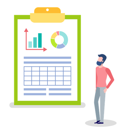 Businessman looking at statistics  Illustration