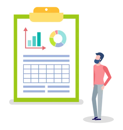 Businessman looking at statistics  Illustration