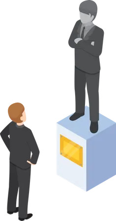 Businessman looking at statue  Illustration