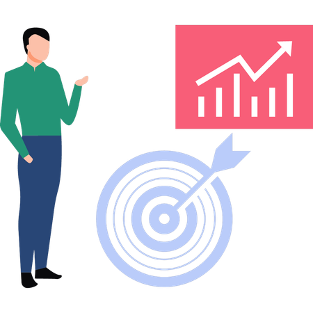Businessman looking at the graph target  Illustration