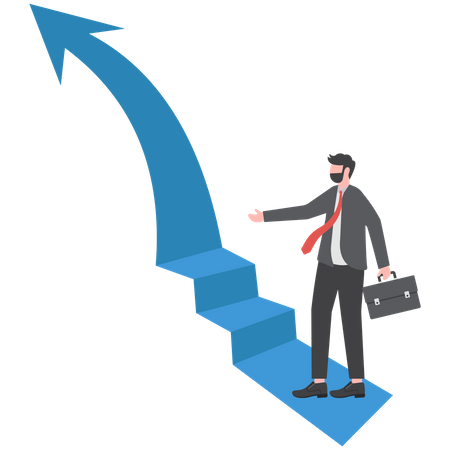 Businessman looking at the stairs  Illustration