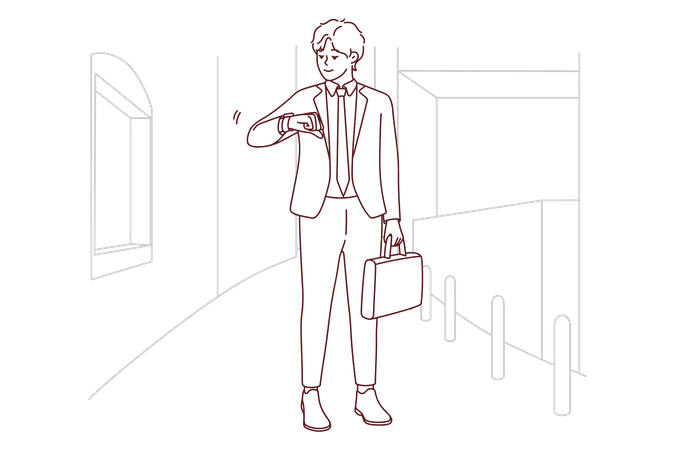 Businessman looking at time  Illustration
