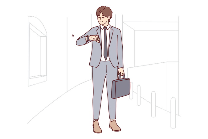 Businessman looking at time  Illustration