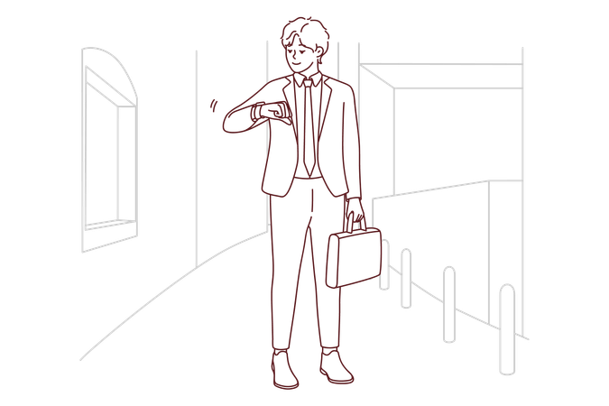 Businessman looking at time  Illustration