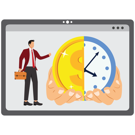 Businessman looking at time is money  Illustration