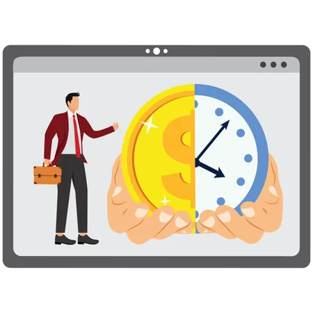 Businessman looking at time is money  Illustration