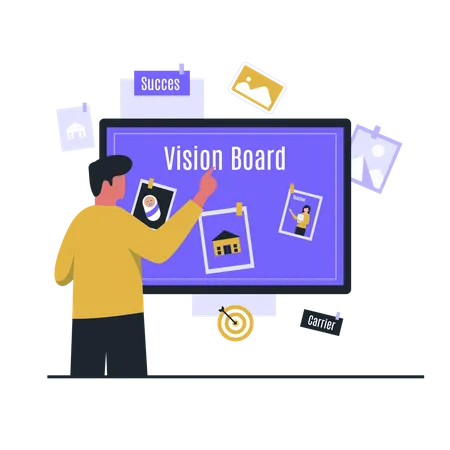 Businessman looking at vision board  Illustration