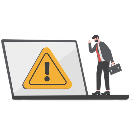 Businessman looking at warning  Illustration