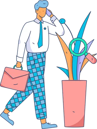 Businessman looking at workforce profile  Illustration