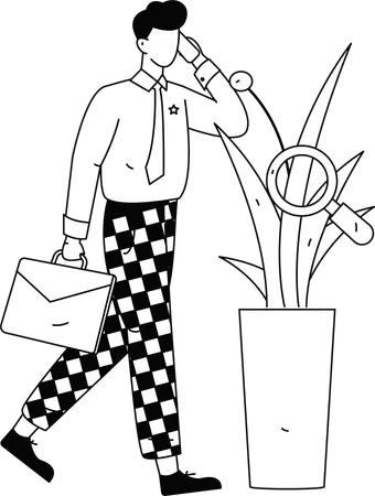 Businessman looking at workforce profile  Illustration
