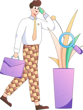 Businessman looking at workforce profile  Illustration