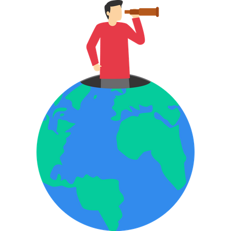 Businessman looking at world economy  Illustration