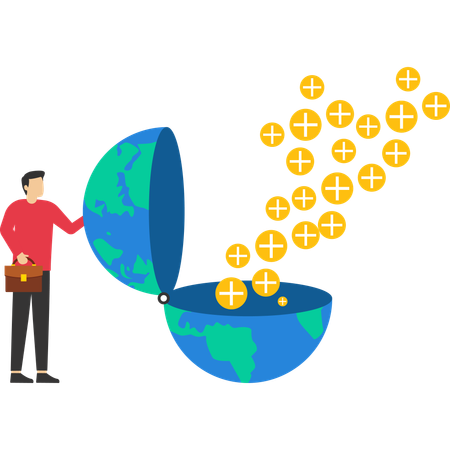 Businessman looking at world with optimism  Illustration