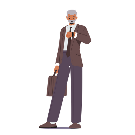 Businessman Looking At Wristwatch  Illustration