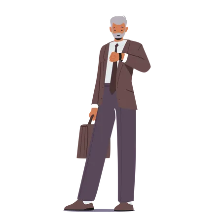 Businessman Looking At Wristwatch  Illustration